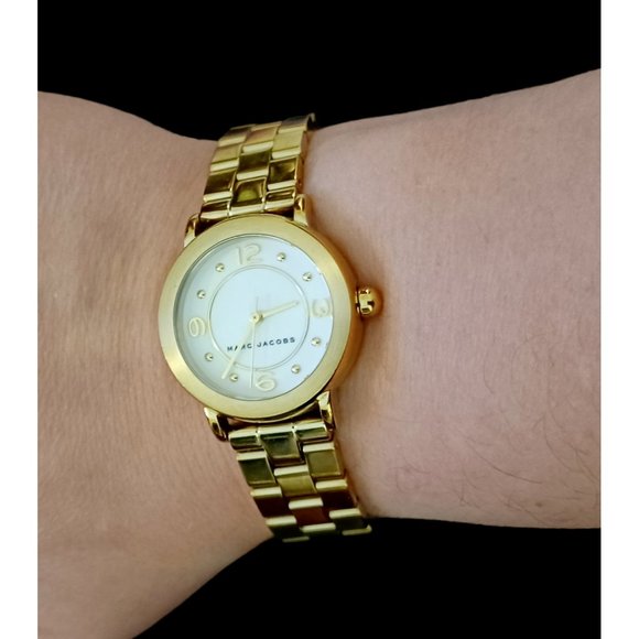 Marc Jacobs Riley Gold Tone Stainless Steel Working Wrist Watch